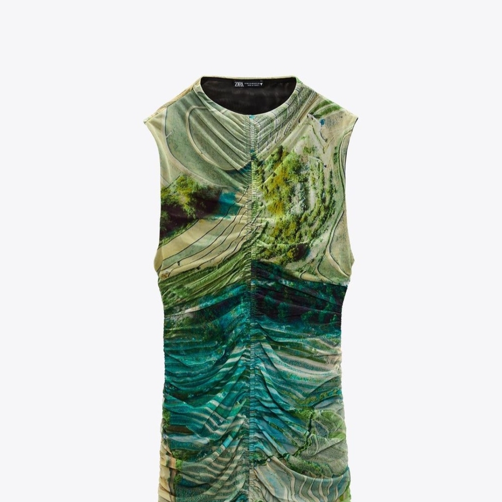 Zara Green and Blue Abstract Dress